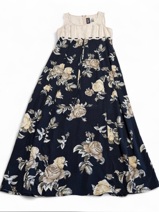 All that Jazz Dresses & Skirts - Vintage 90’s Linen Blend Floral Maxi Dress Women’s 11/12 Cottagecore Summer
